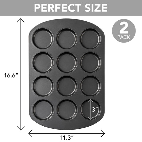 Durable carbon steel construction of the Tiawudi muffin top pan for lasting performance.
