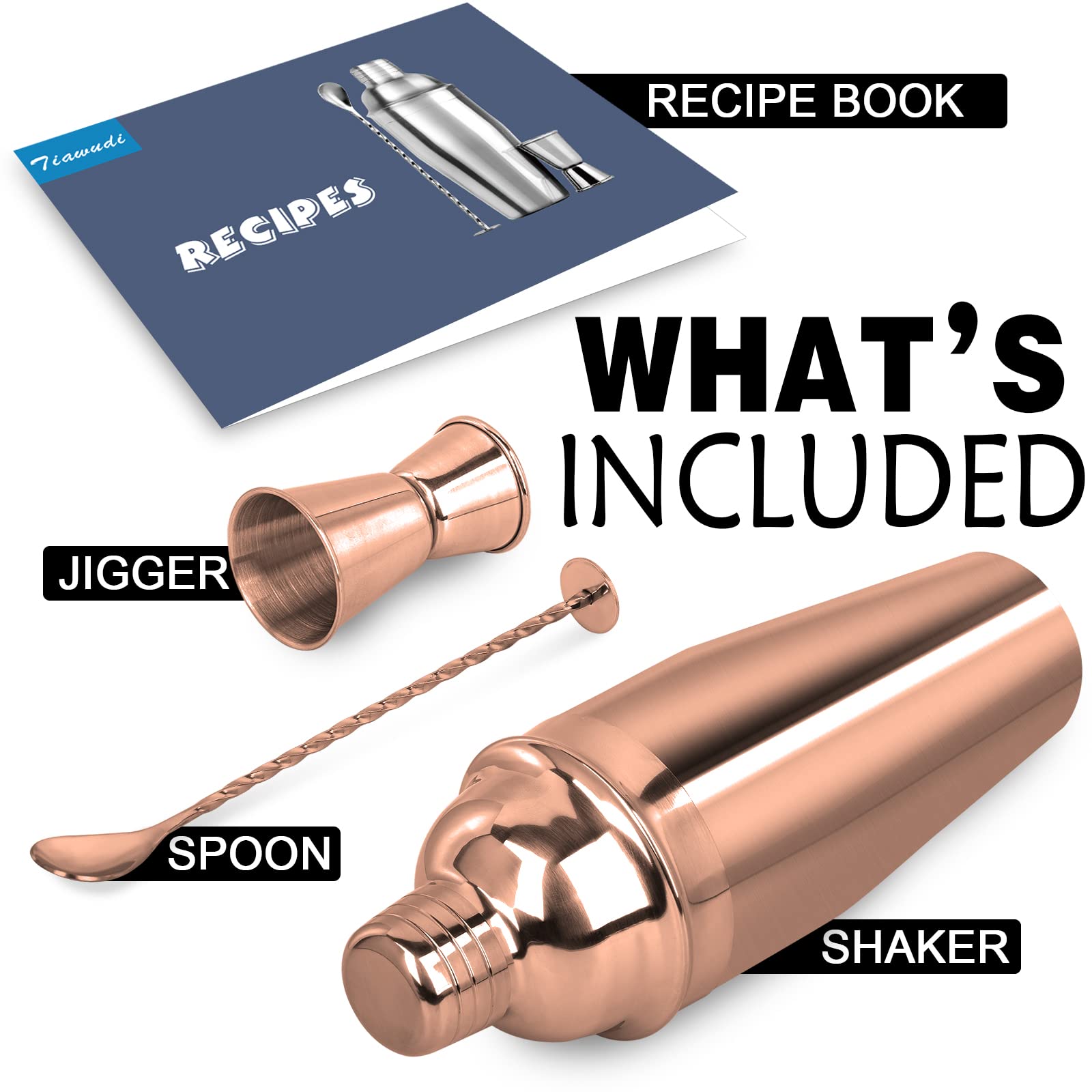 Tiawudi Rose Gold built-in strainer for smooth pours
