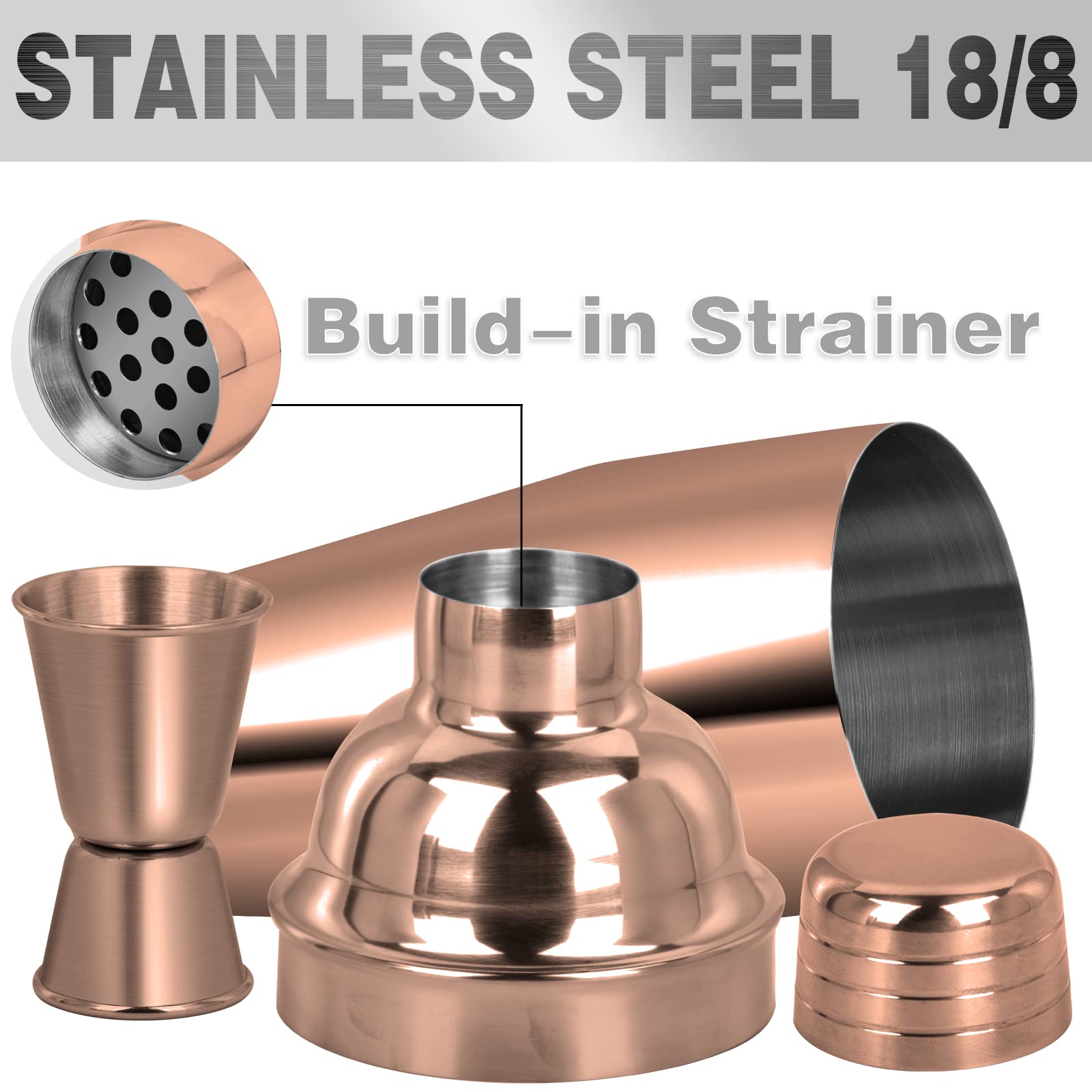 Tiawudi Rose Gold jigger 1oz-0.5oz for precise measurements