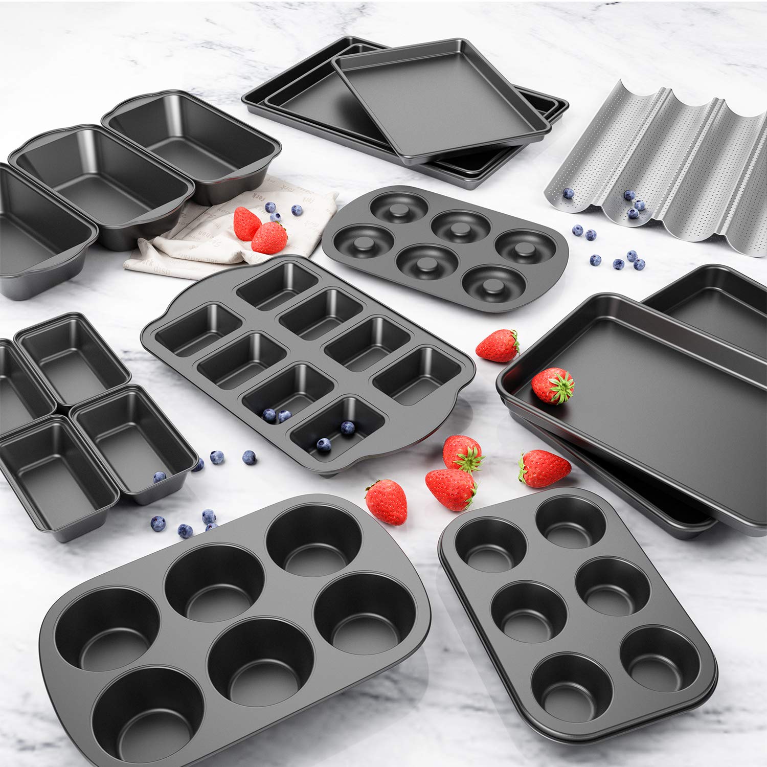 Tiawudi 3-pack baking pans focus on meatloaf and bread storage in kitchen.