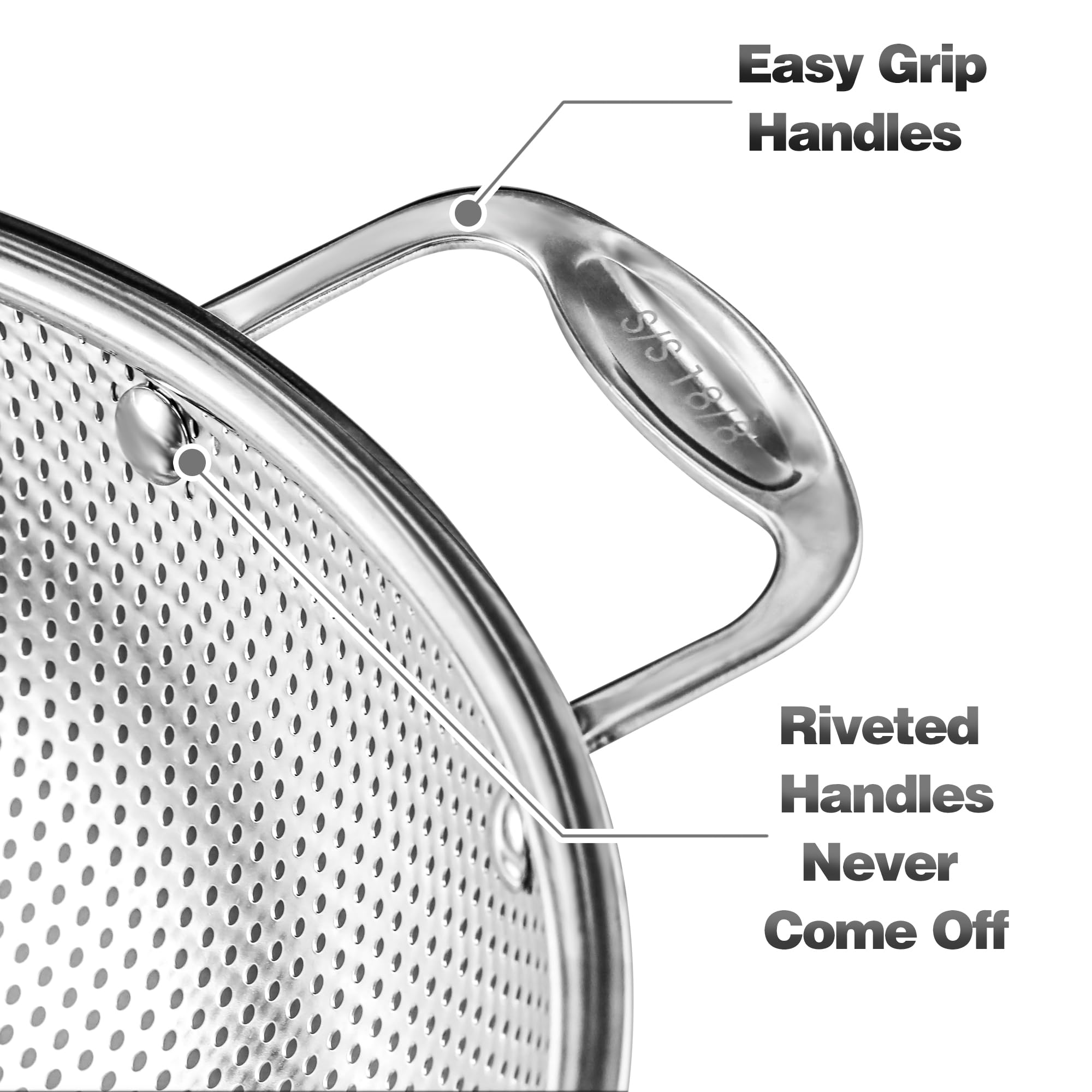Tiawudi solid ring base keeps the colander stable during use.