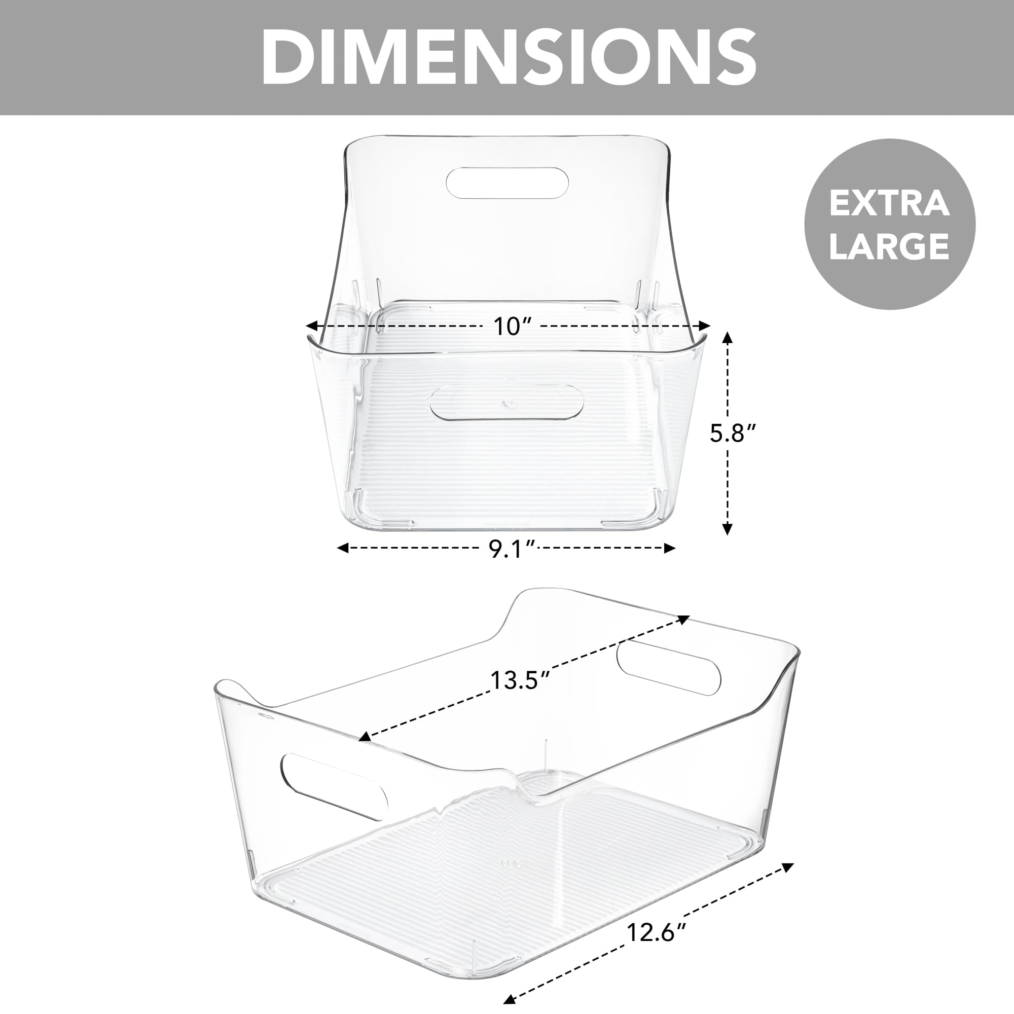 Tiawudi xlarge bin side view, space-saving stackable design.