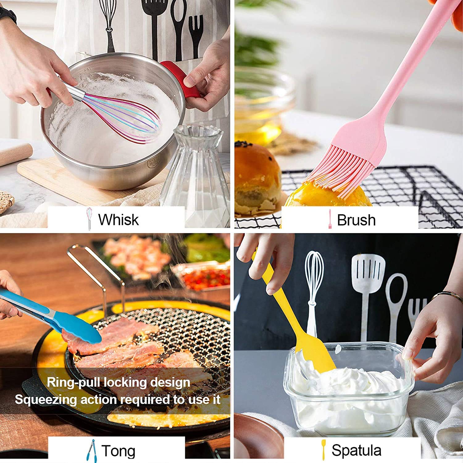 TIBLEN non-scratch utensils protect cookware during stirring and scraping.