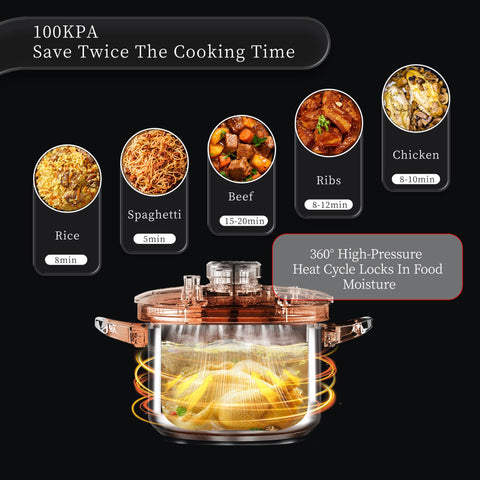 TIBORANG 8.5 Qt cooker bottom thick-base for even heat distribution