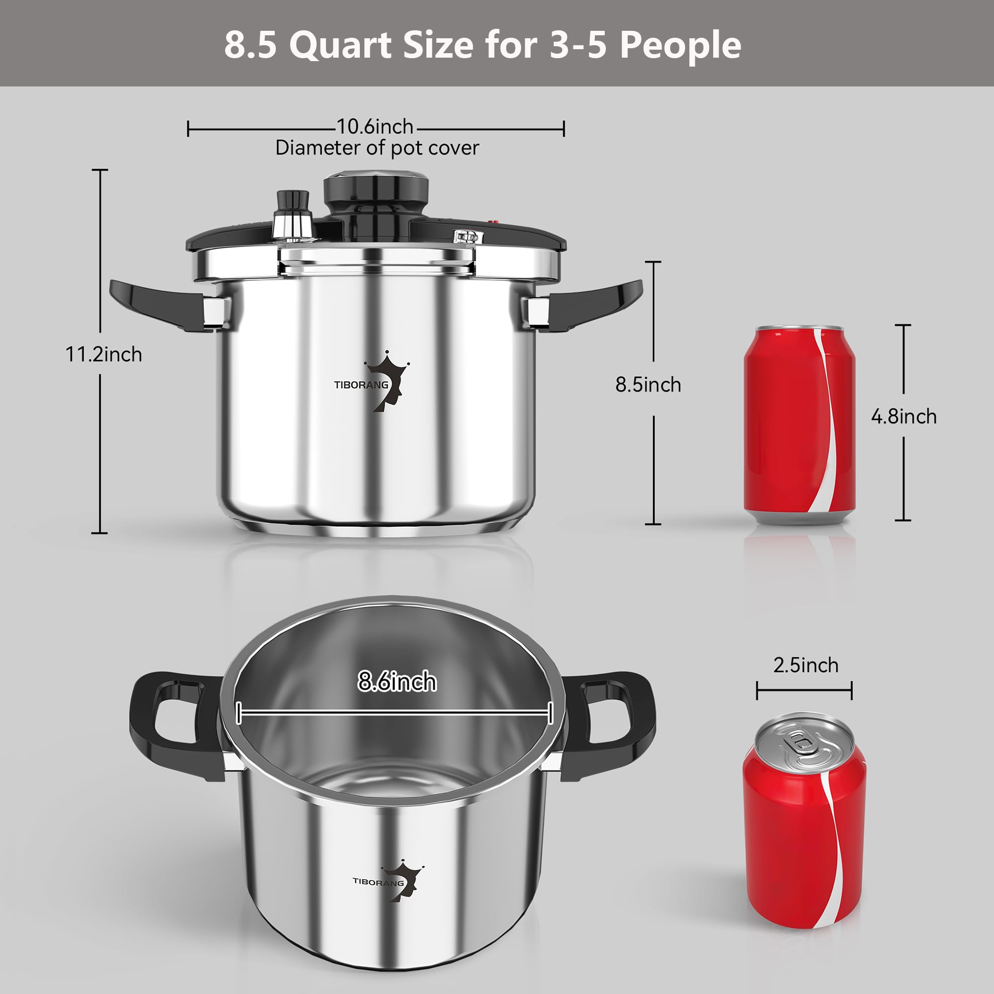 TIBORANG 8.5 Qt family dinner-ready capacity for 3-5 people