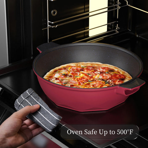 TIBORANG 8 in 1 pan on induction with oven-safe up to 500°F.