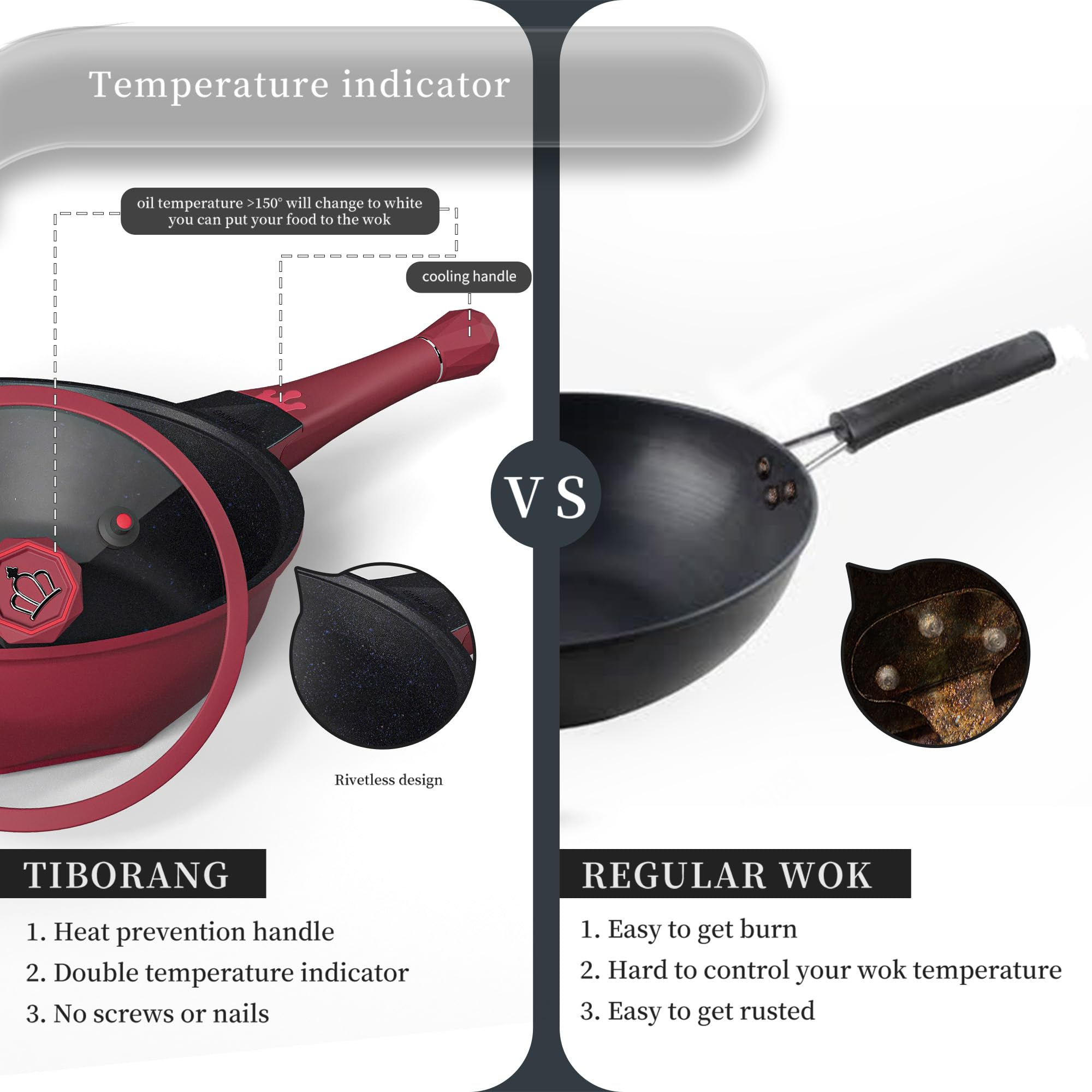 TIBORANG 8 in 1 pan interior with steam grid for versatile steaming.