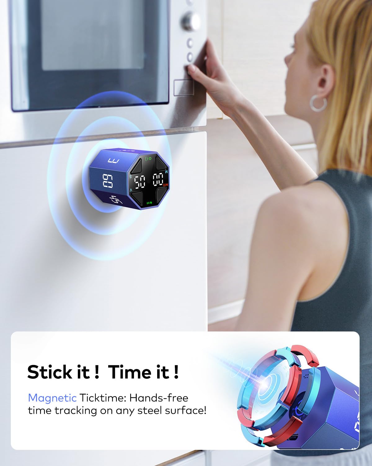 Ticktime Pomodoro Cube compact size fits pockets and bags for portable timing.