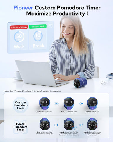 Ticktime Pomodoro Cube offers custom time sessions with simple three-button control.