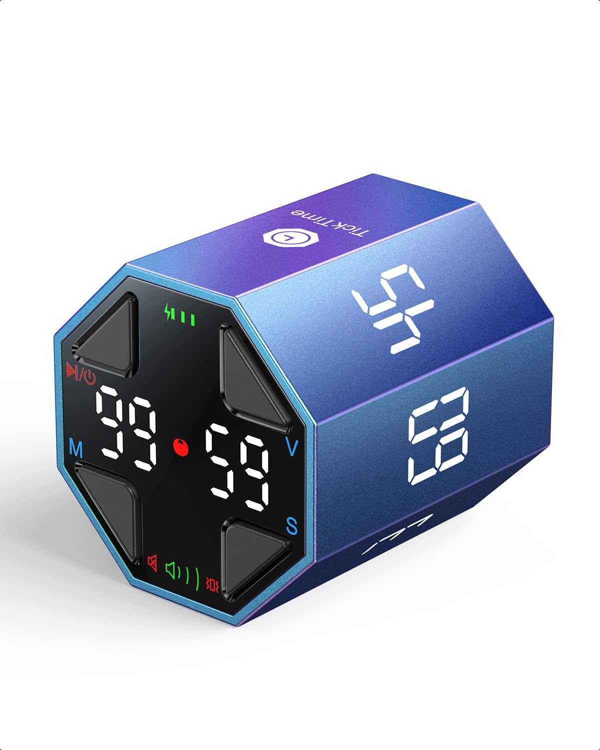 Ticktime Pomodoro Cube demonstrates flip to pause action for focused work.