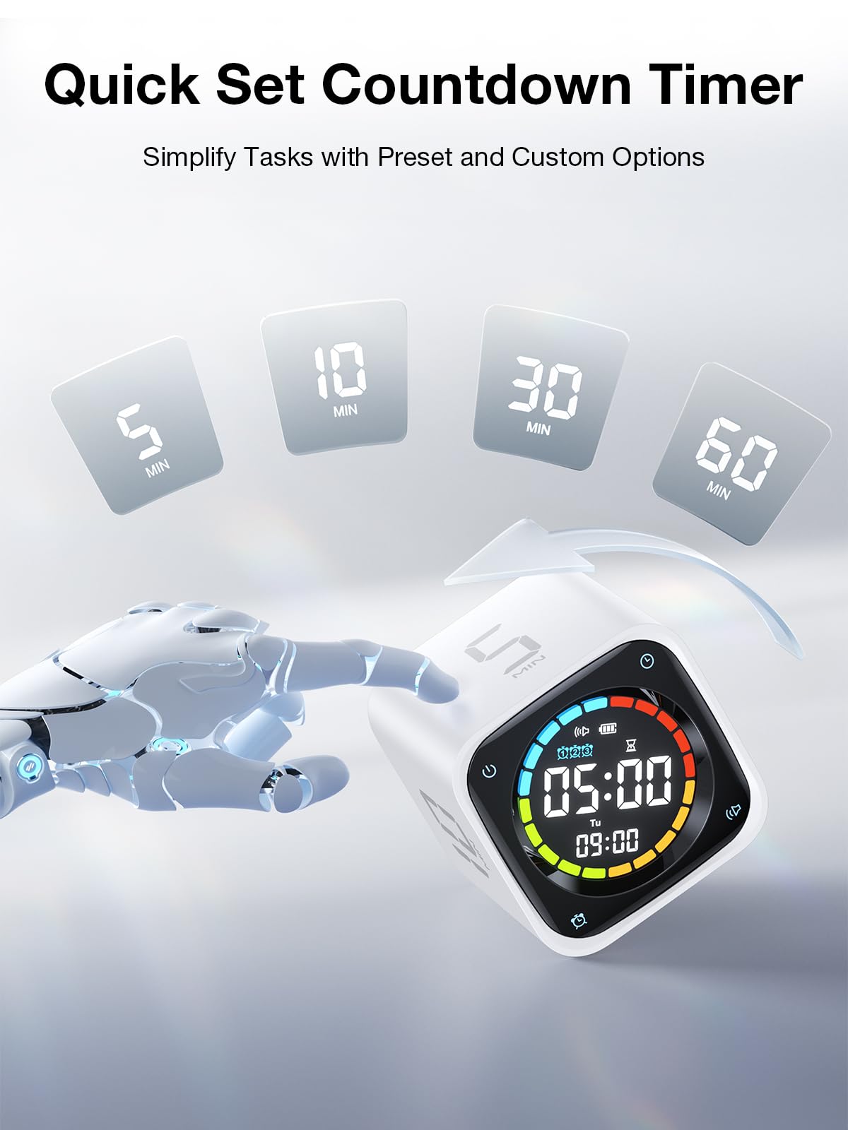 TK3 custom countdown display for flexible task timing