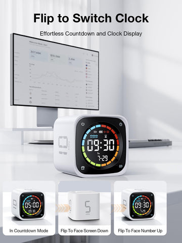 Desk clock mode with retro LED design and base