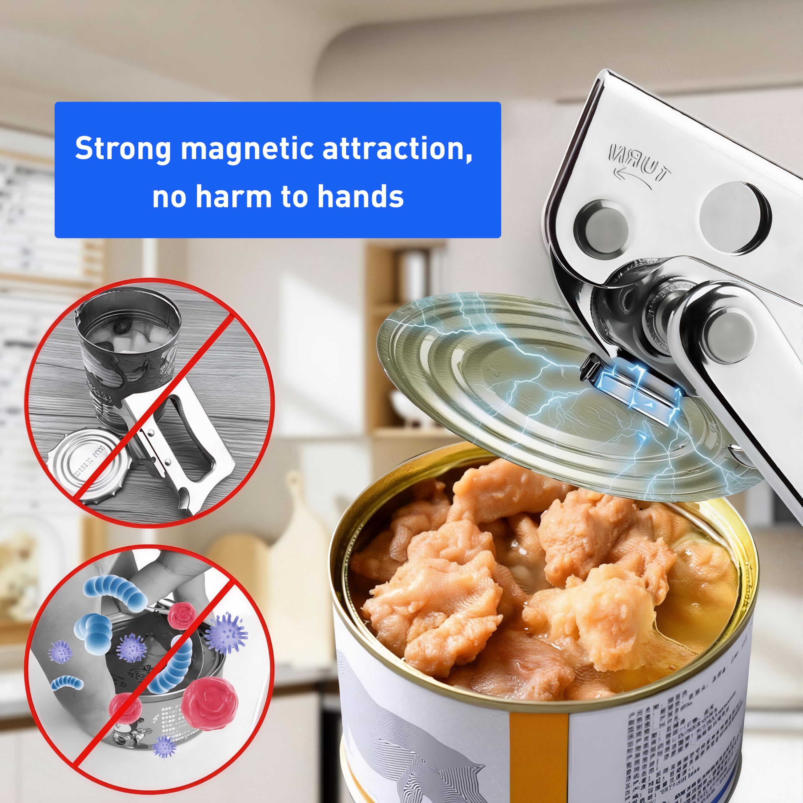 Built-in bottle opener on TIDENBR hand-cranked can opener for beverages