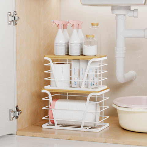 Tidiiabode bamboo-covered top helps prevent shifting of smaller units.