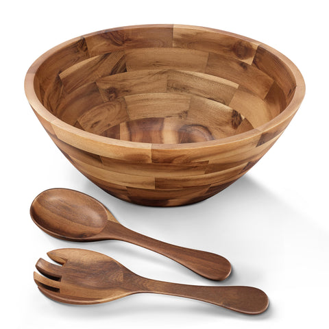 Tidita 12.2-inch large salad bowl with natural acacia wood grain for family meals