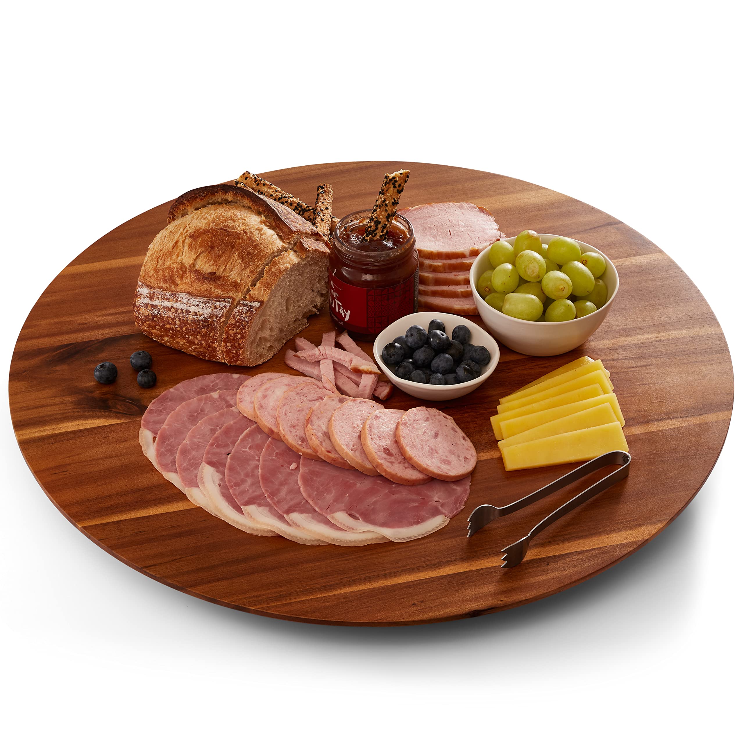 Tidita 21-inch Acacia Lazy Susan top view showing expansive surface for serving appetizers.