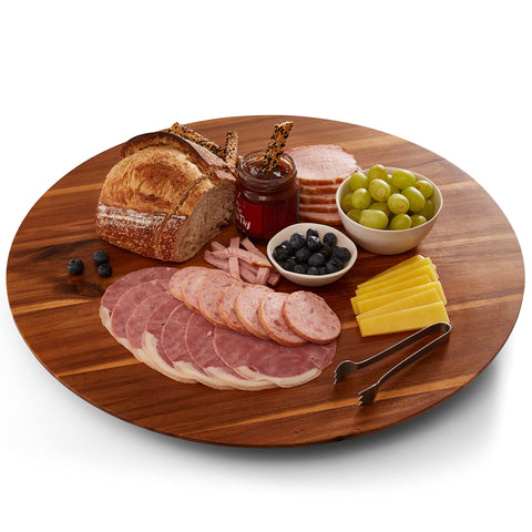Tidita 21-inch Acacia Lazy Susan top view showing expansive surface for serving appetizers.