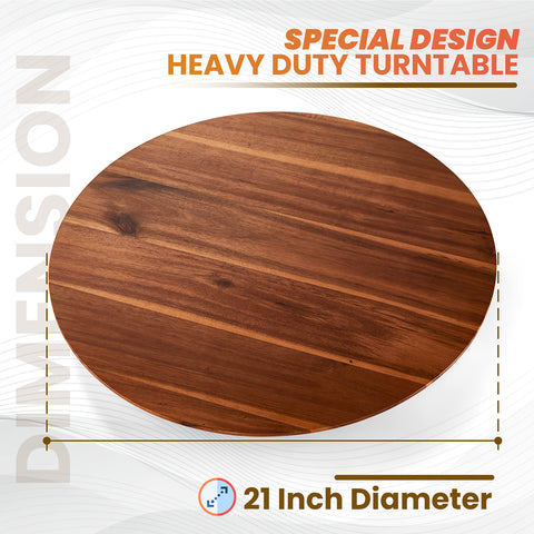 Tidita 21-inch Acacia Lazy Susan wood grain detail highlighting natural durability.