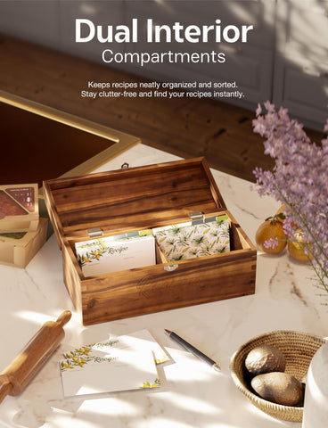 Tidita Acacia Recipe Box on the counter for easy viewing and reach