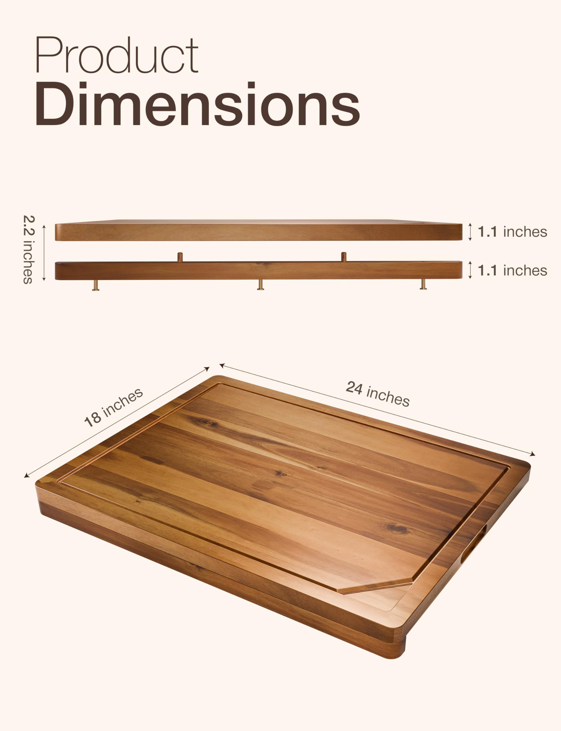 Tidita acacia wood board designed for meat, cheese, and produce presentation