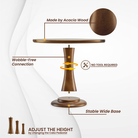 Tidita acacia wood cake stand large provides elegant height for showpiece desserts.
