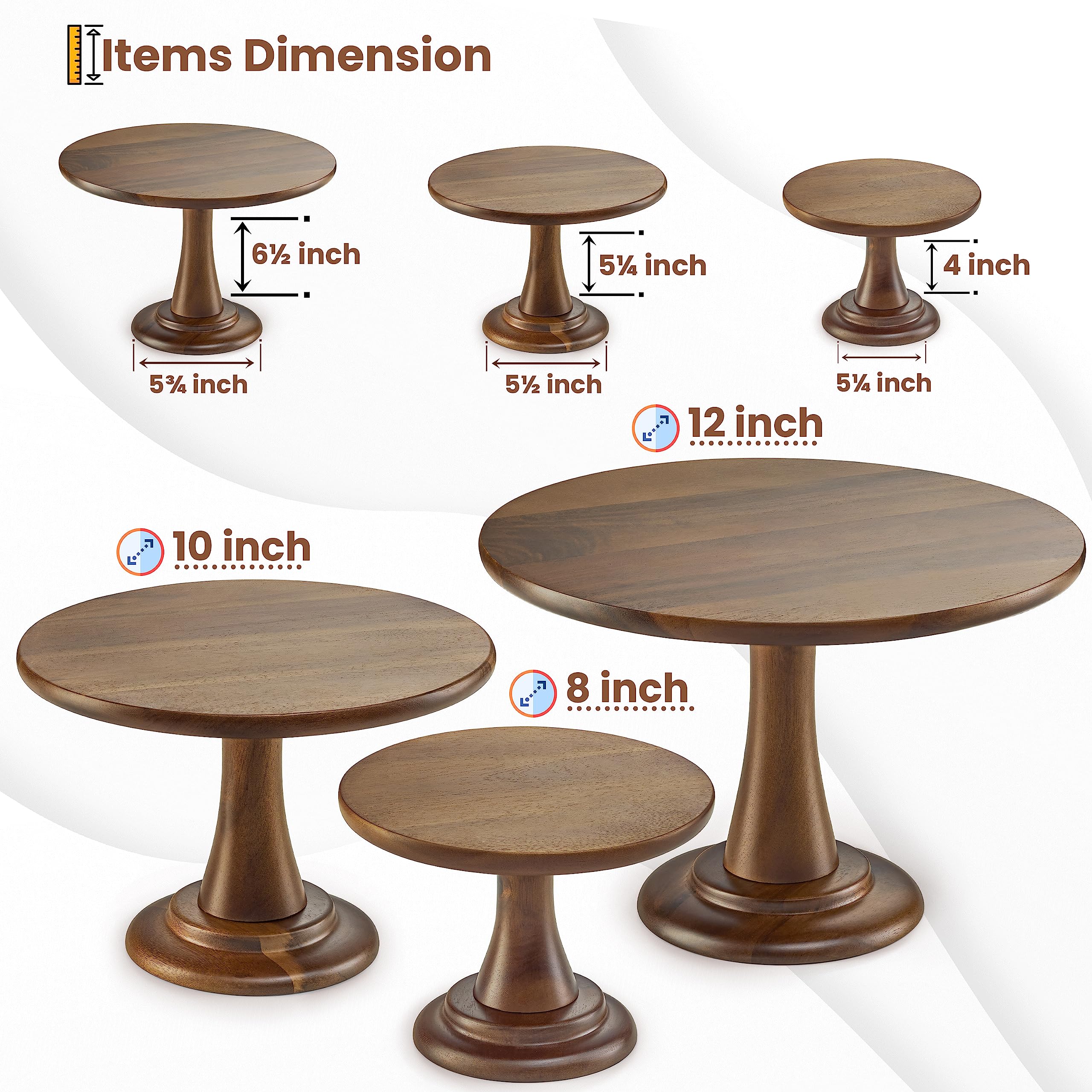 Tidita acacia wood cake stand medium elevates pastries with warm farmhouse charm.