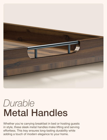 Tidita acacia wood tray with reinforced edges; durable daily use.