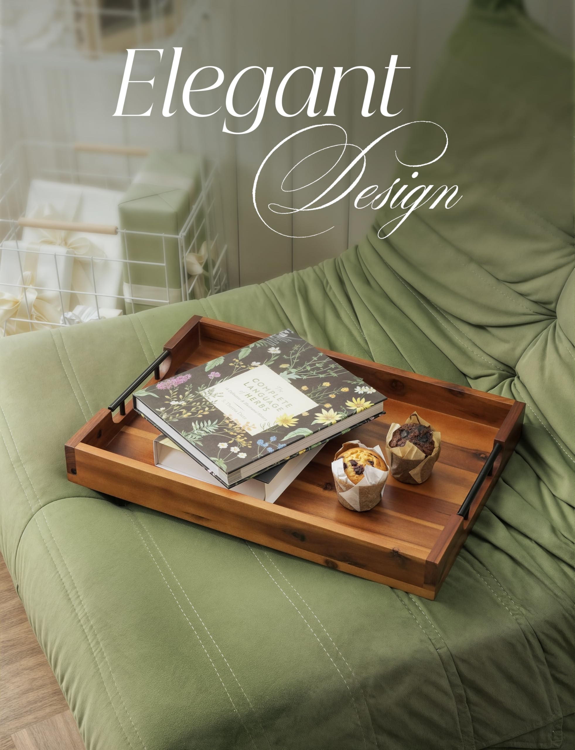 Tidita candle and book display tray keeps essentials within reach and stylish