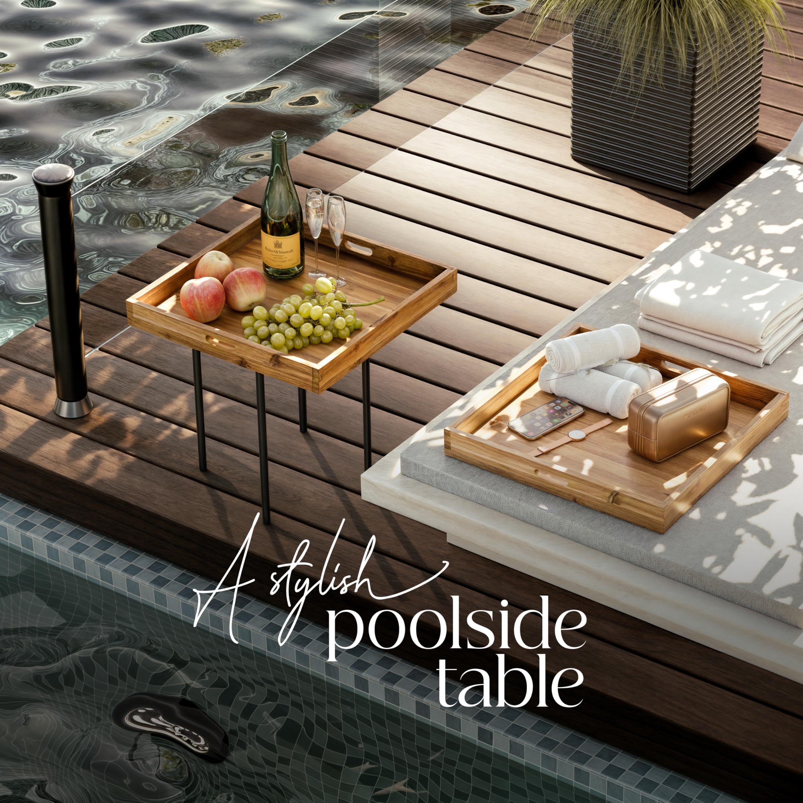 Tidita decorative tray doubles as a centerpiece for candles and vases.