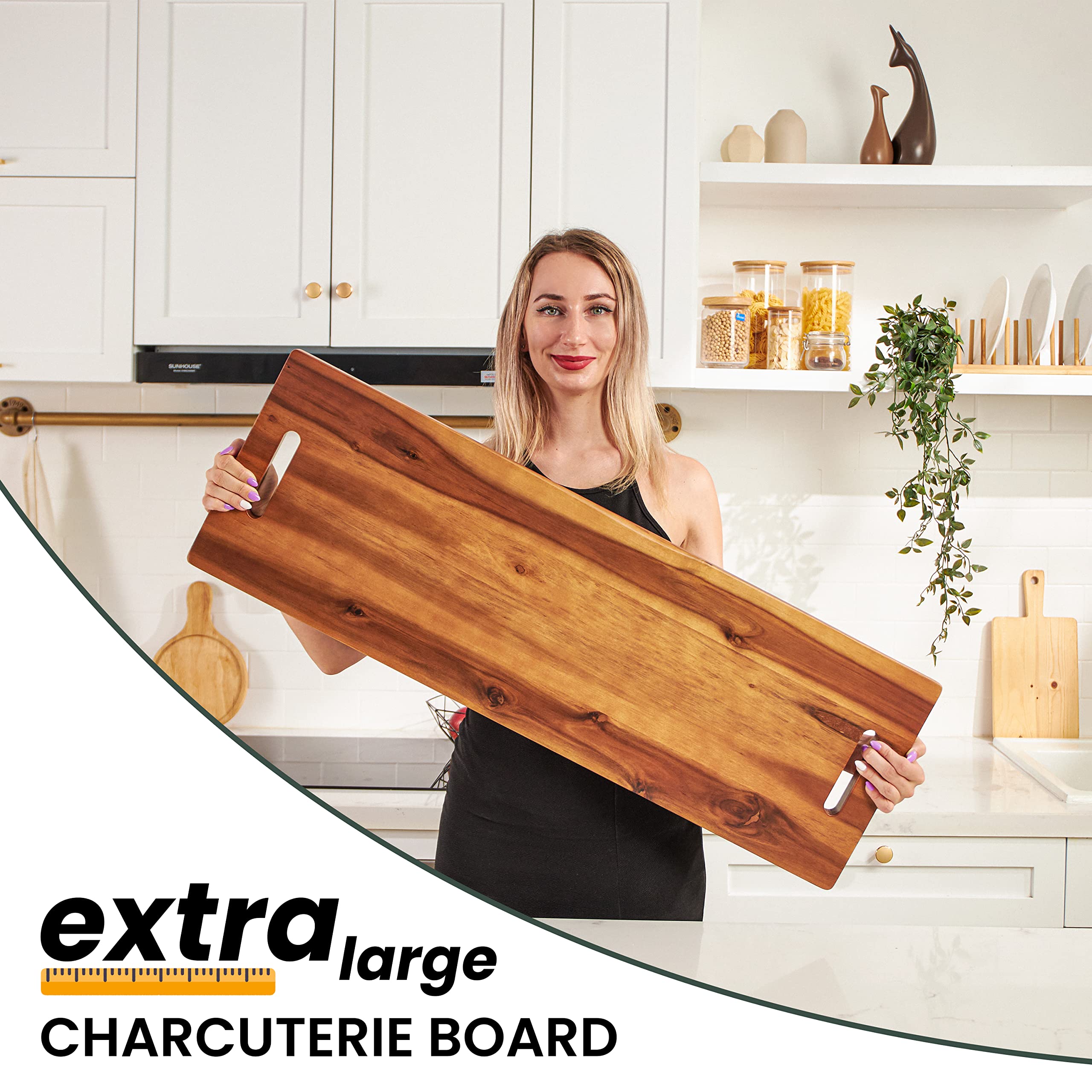 Tidita large acacia wood serving platter ideal for fruit, crackers, and appetizers.