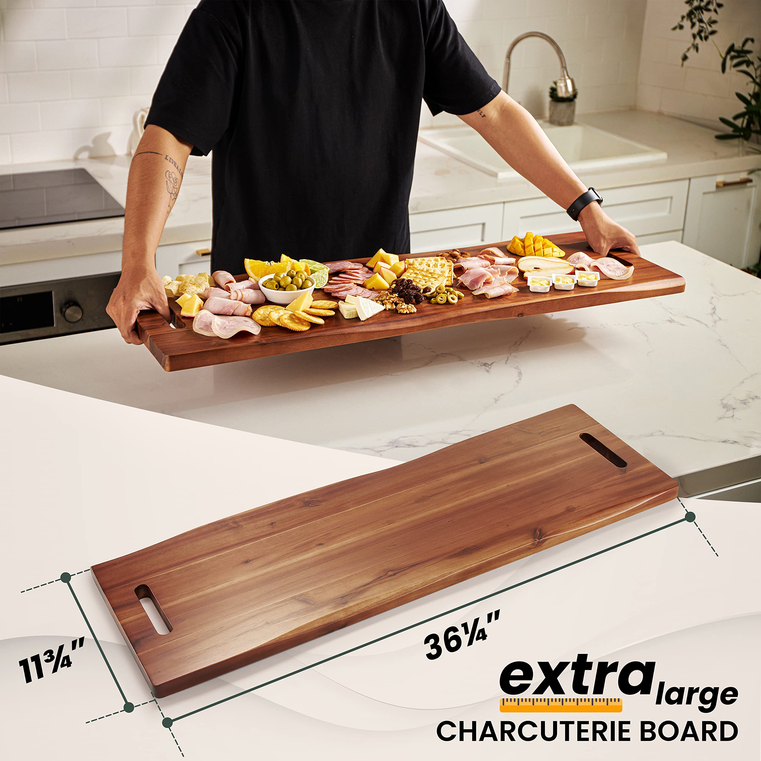 Tidita rectangular charcuterie board, 36 inches, perfect for party spreads.