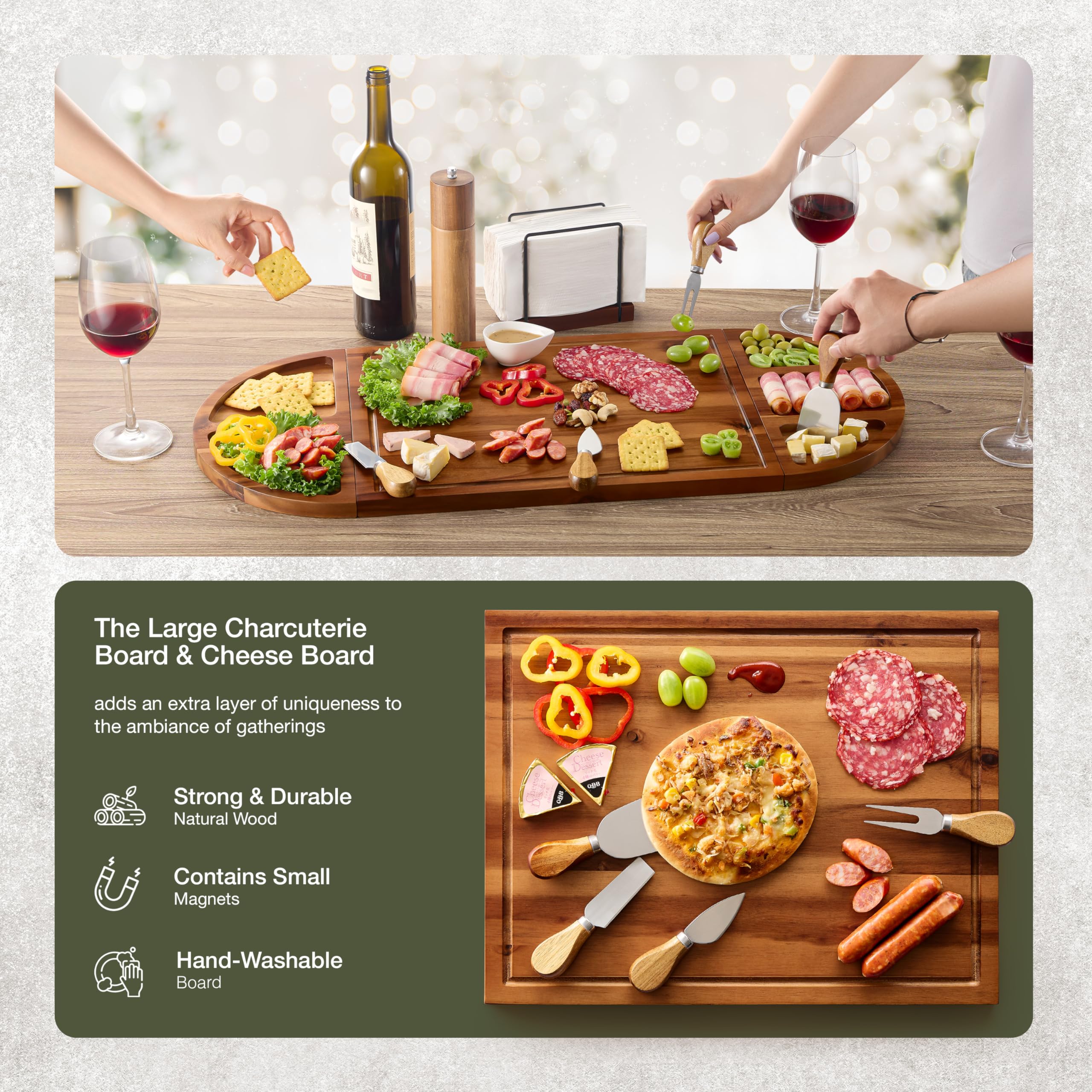 Tidita serving grazing board display supports versatile, stylish appetizer arrangements.