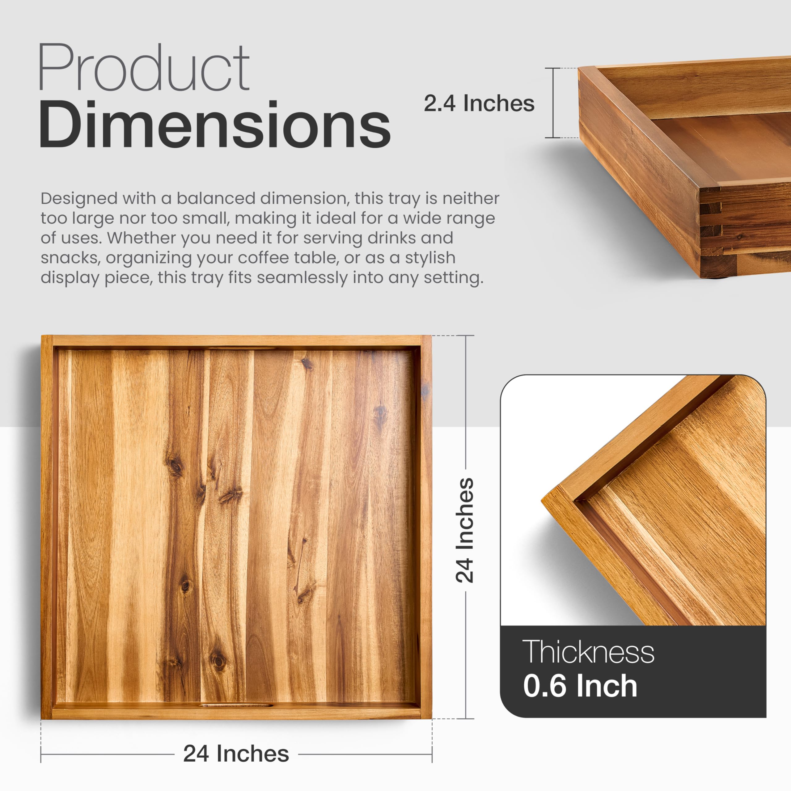 Tidita square serving tray with handles makes carrying heavy loads easy.