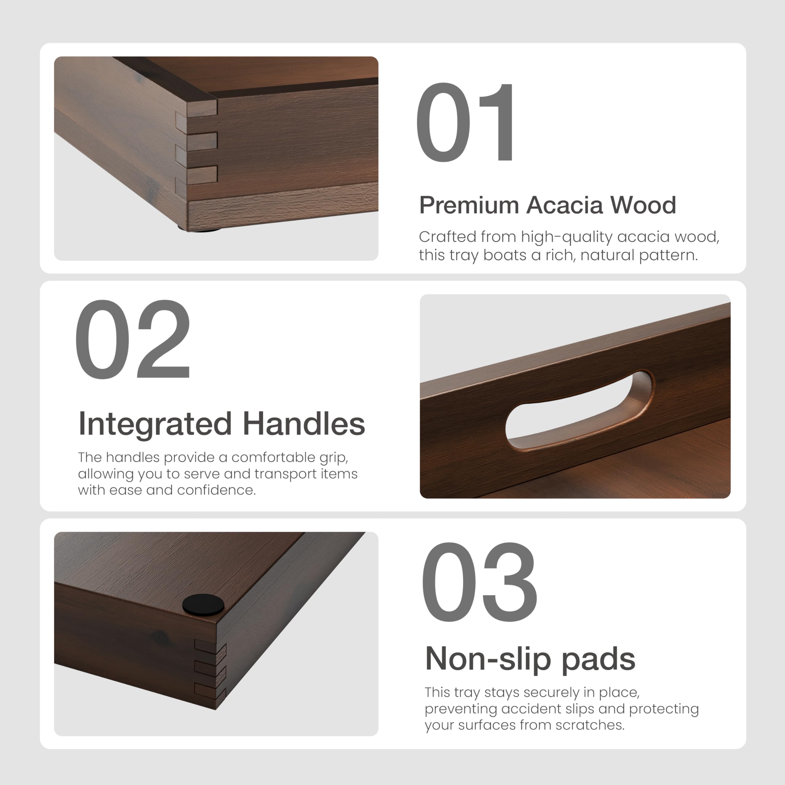 Tidita tray with built-in handles for easy transport of drinks and snacks