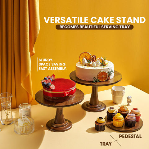 Tidita wedding table decor with these pedestals enhances cake and treats presentation.