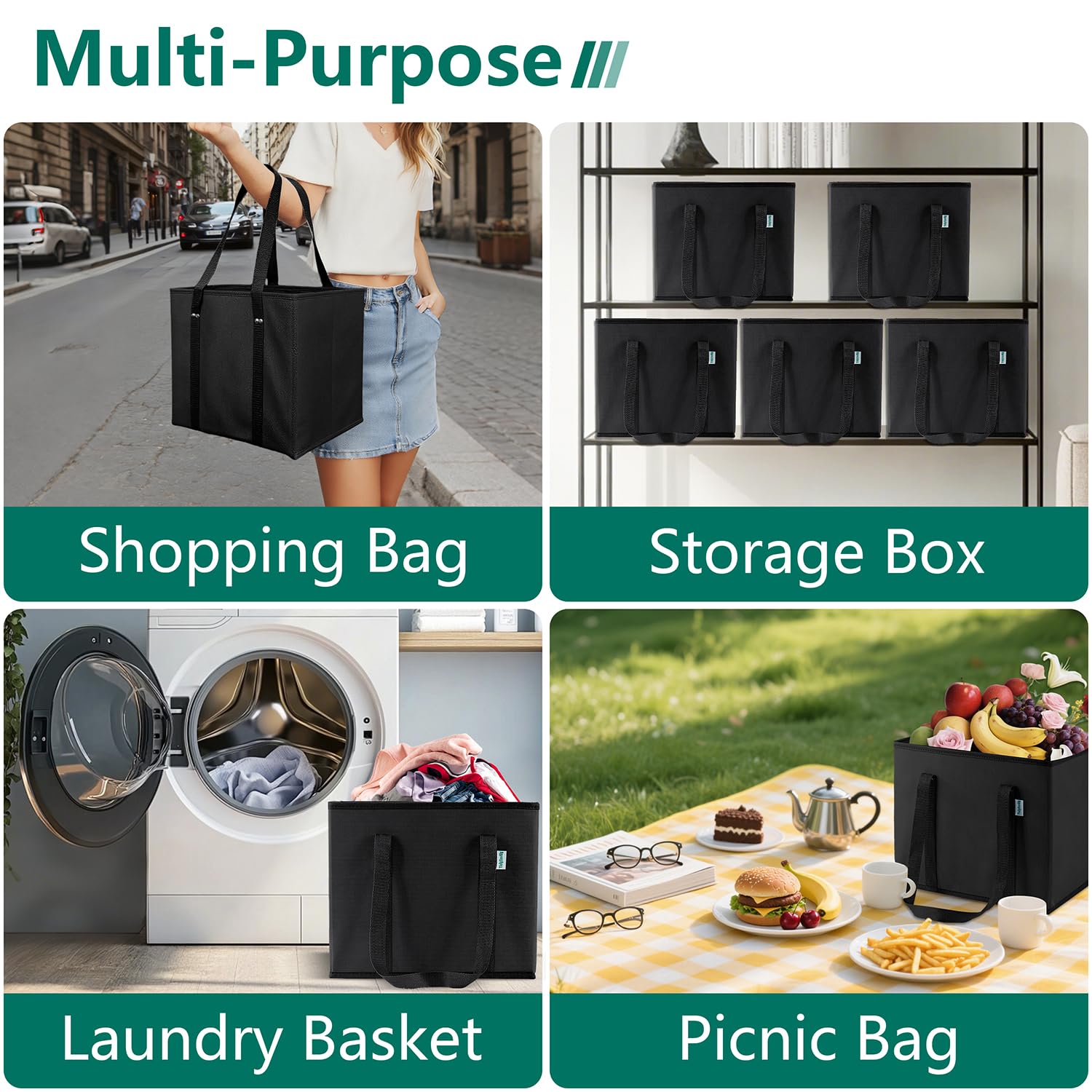 TidyNestly heavy-duty nonwoven fabric tote ready for daily shopping.