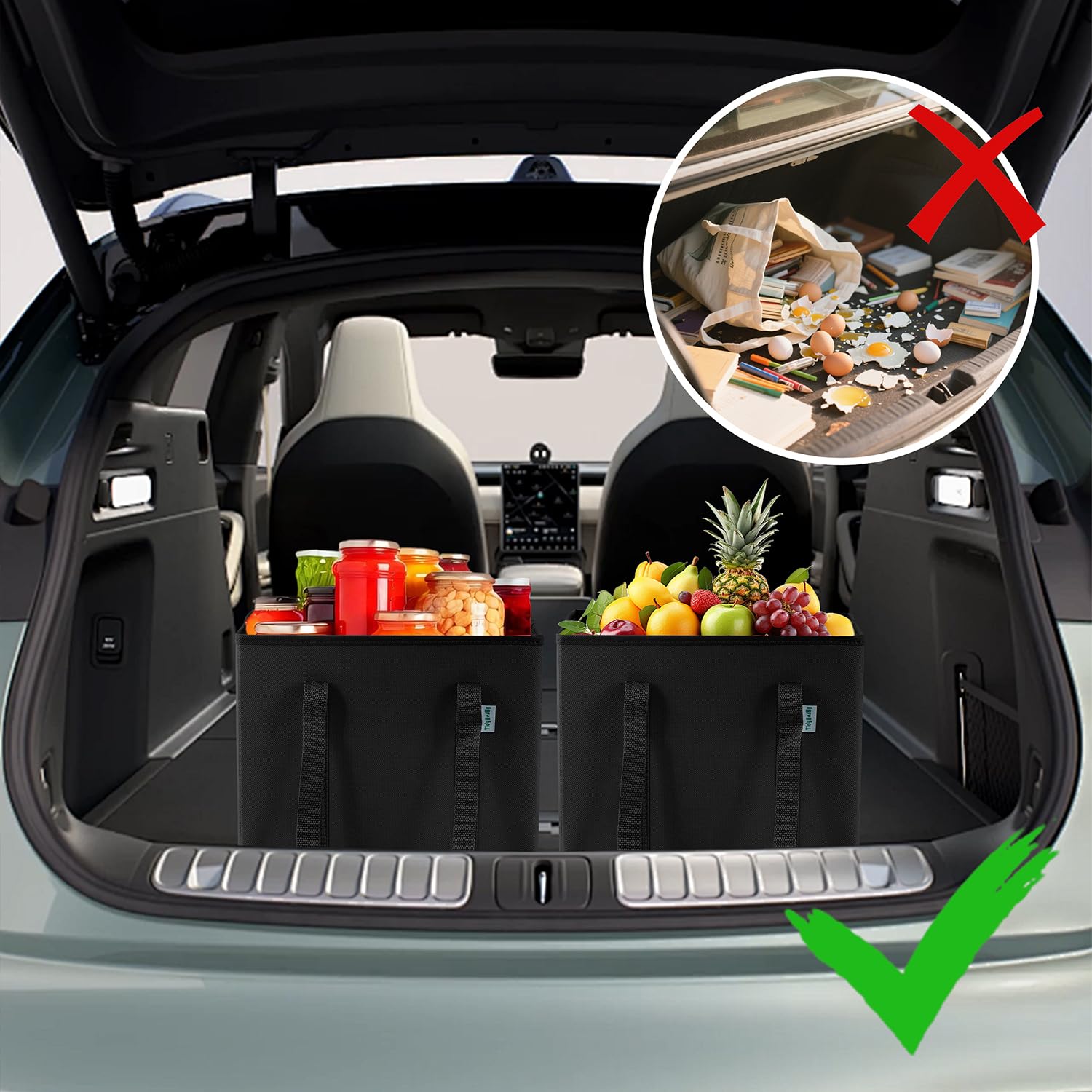 TidyNestly quad-stitched handles provide extra strength for heavy loads.