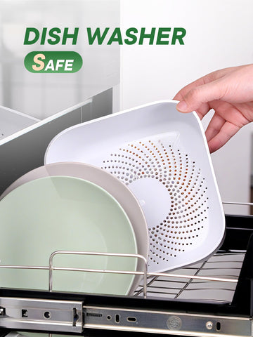 TidyTale easy-clean colander-bowl combo simplifies cleanup after cooking.
