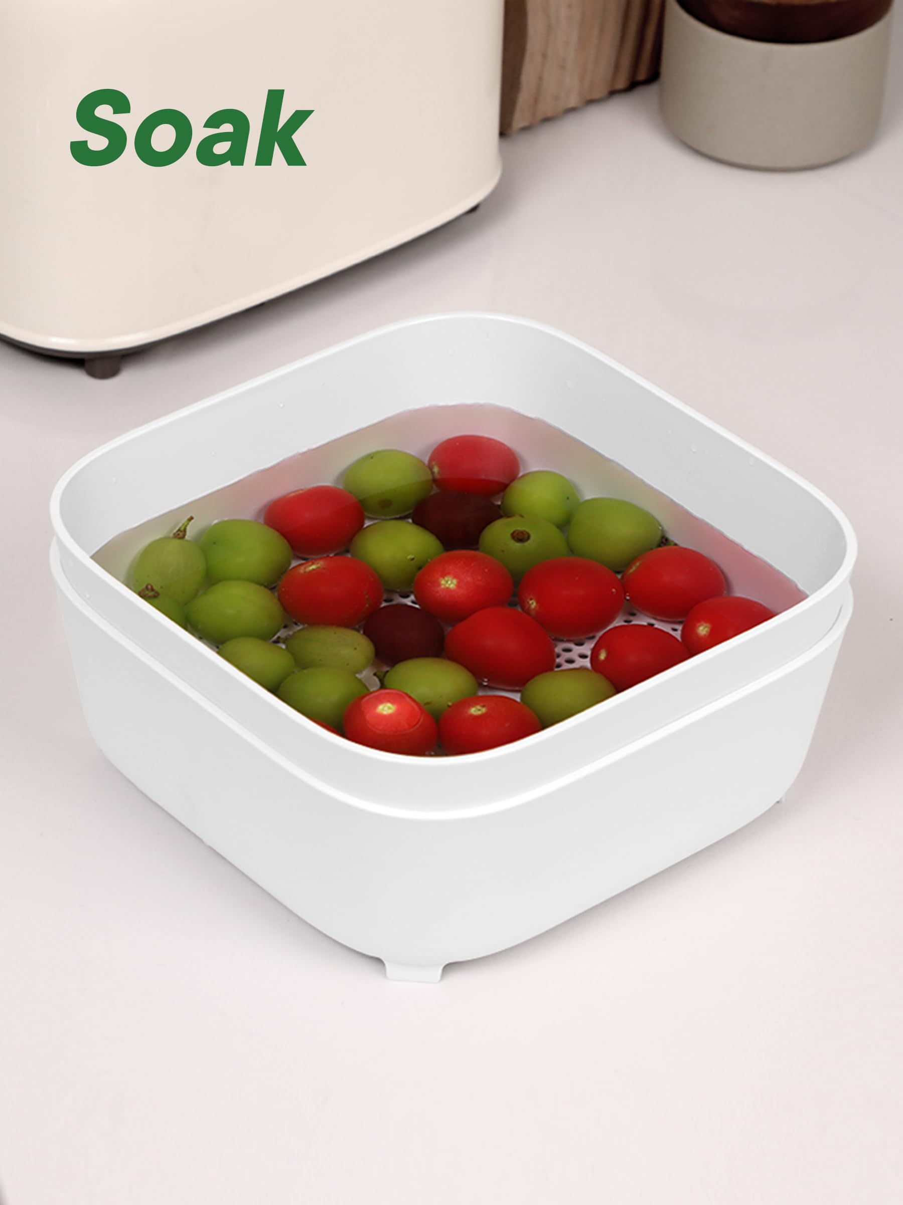 TidyTale nested colander and bowl save space when not in use.