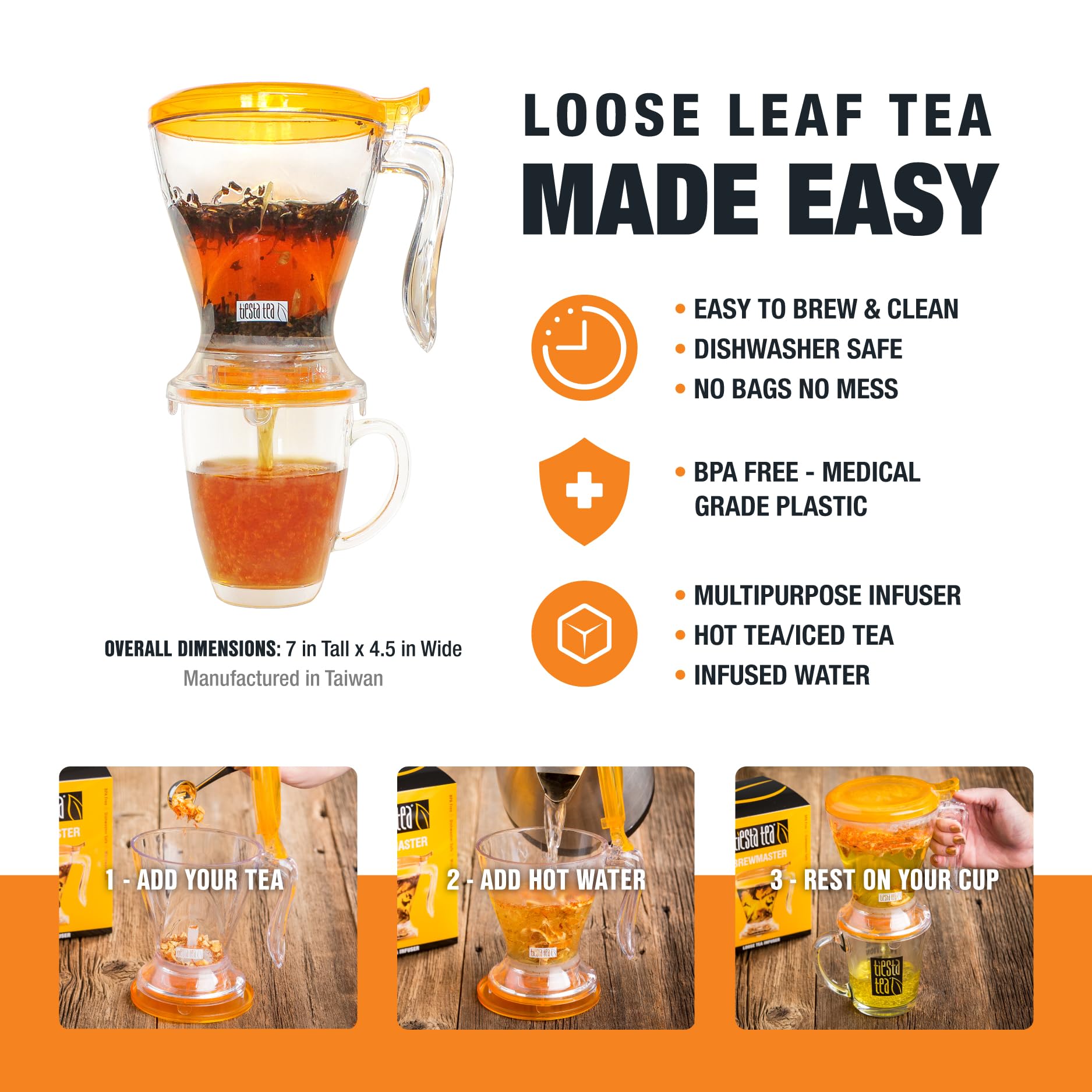 Tiesta Tea Brewmaster Infuser mesh-bottom detail for a smooth, clean brew.