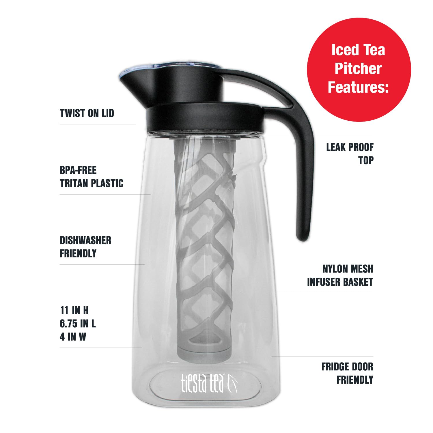 Tiesta Tea Half-Gallon Capacity Pitcher ready for everyday tea.