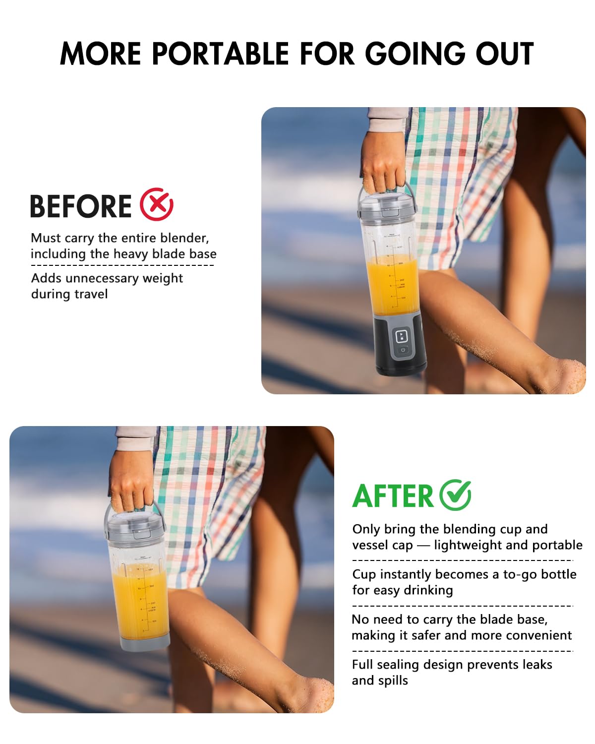 Tiga Ninja Blast portable bottle demonstrates grab-and-go blending convenience
