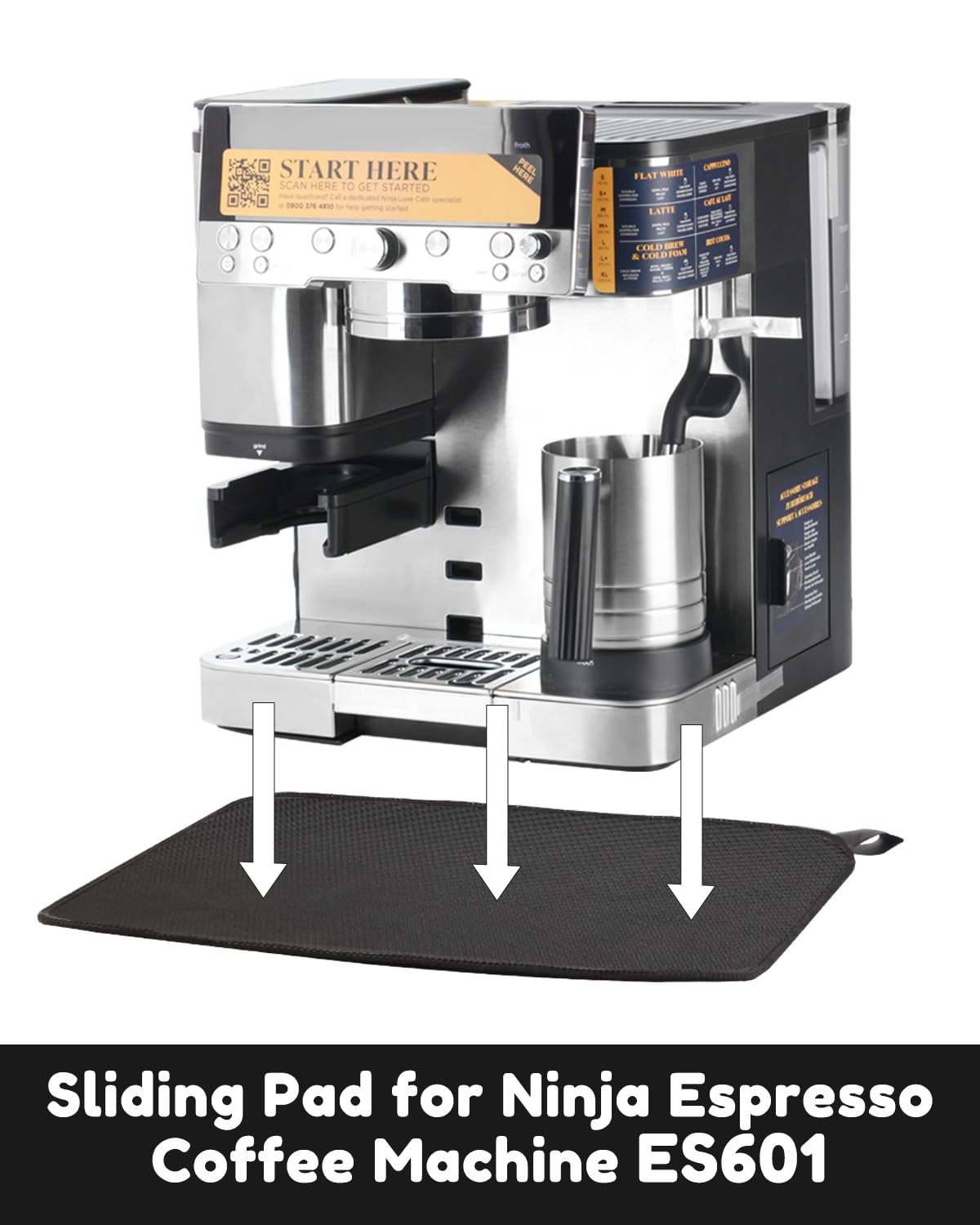 Tiga sliding mat glide surface enables effortless repositioning during coffee brewing.