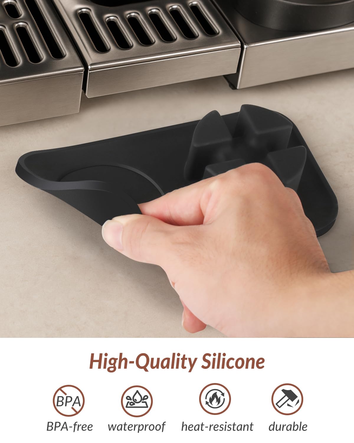 Tiga tamping mat uses food-grade silicone for safe use.