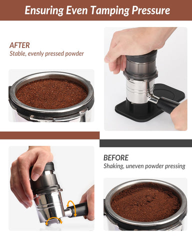 Tiga tamping mat features powder press storage for tidy access.