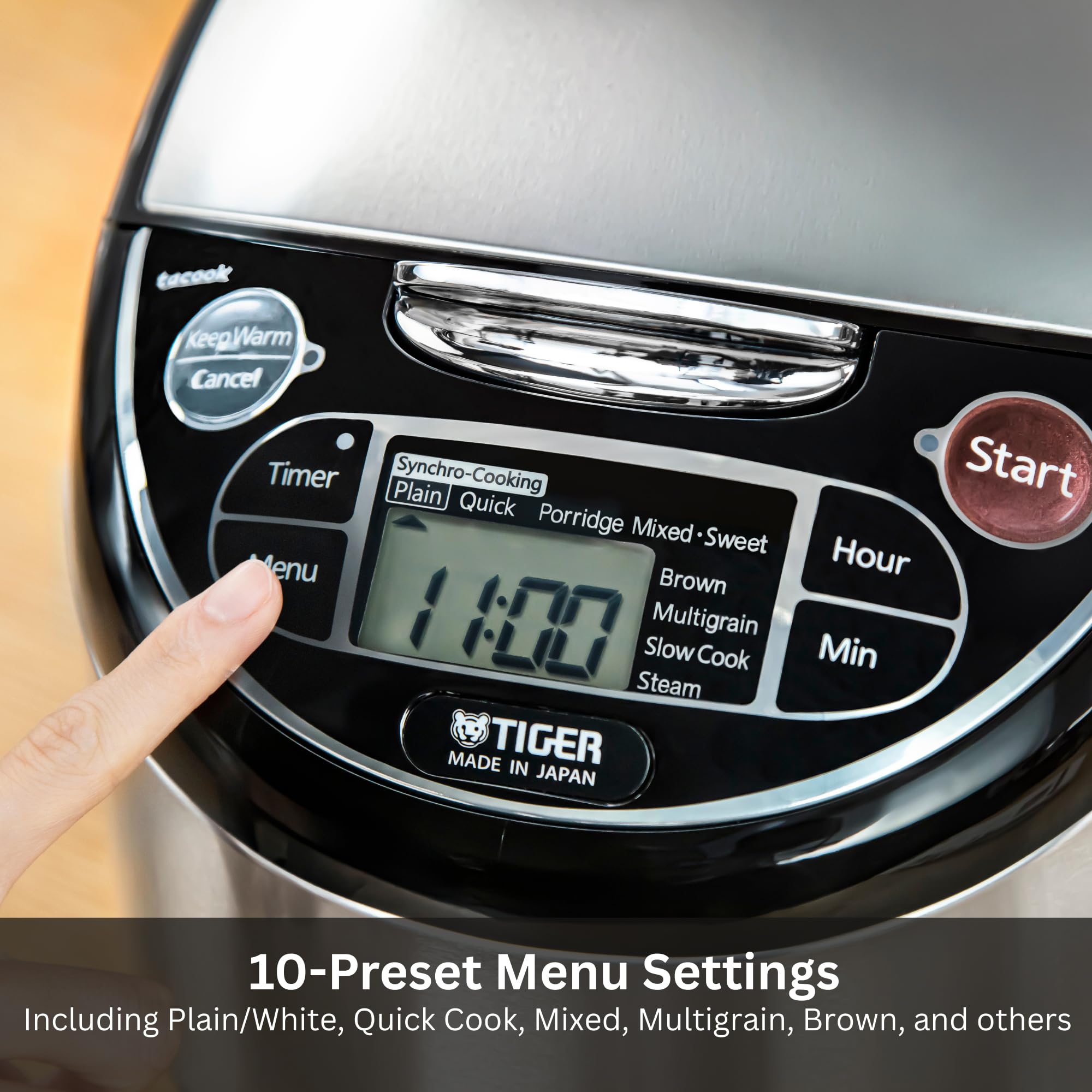Tiger JAX-T10U-K keep-warm feature maintaining rice warmth after cooking