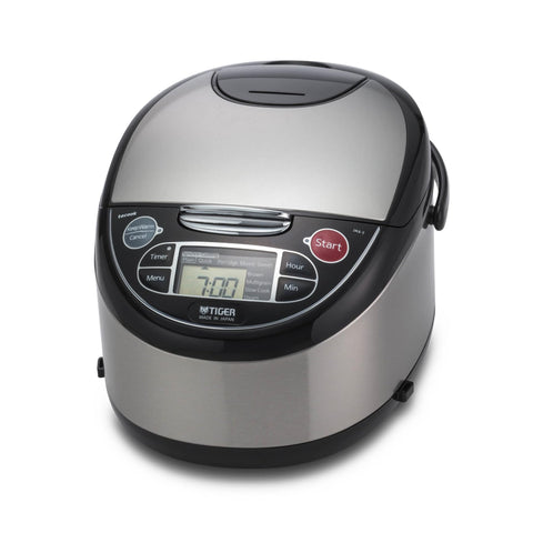 Tiger JAX-T18U-K rice cooker front view with 10-cup capacity for family meals.