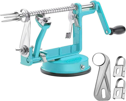 tigwin Apple Peeler Corer blue full view on counter for quick prep