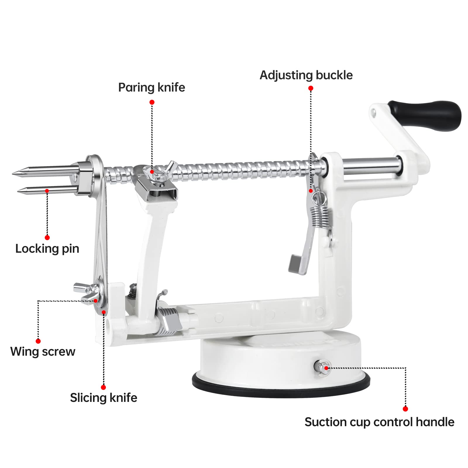 tigwin apple peeler corer slicer with powerful suction base ensures stable use