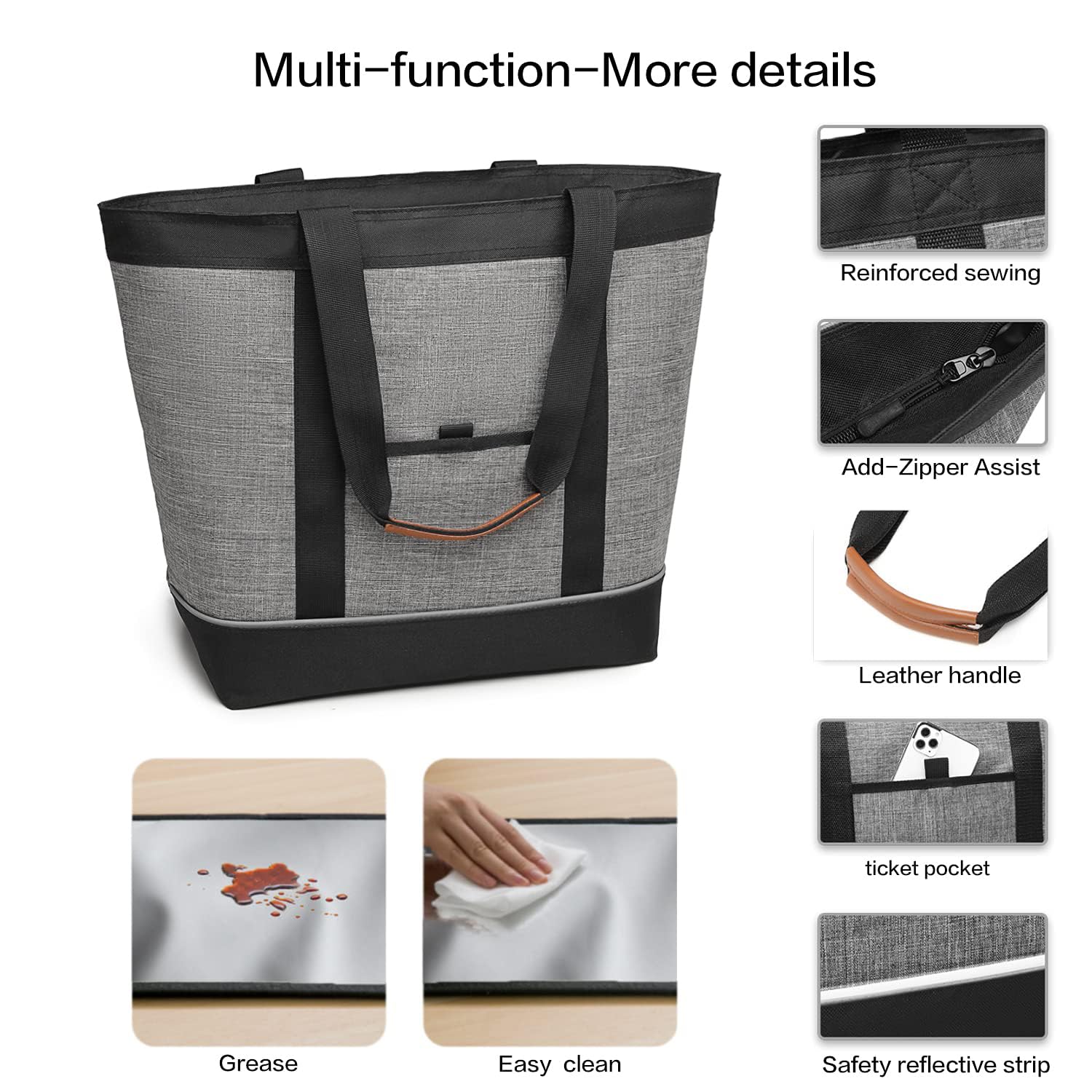 TIIOCTI cooler bag with leakproof lining resists odors for everyday grocery use.